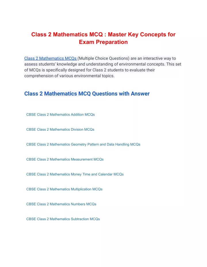 class 2 mathematics mcq master key concepts