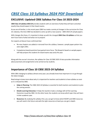 class 10 cbse syllabus 2023 24