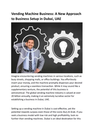 Vending Machine Business: A New Approach to Business Setup in Dubai, UAE