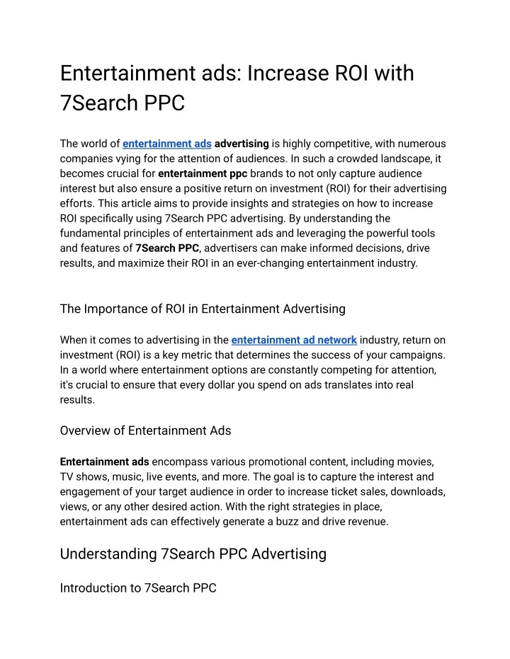 entertainment ads increase roi with 7search ppc
