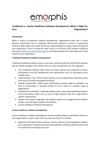 traditional vs custom healthcare software