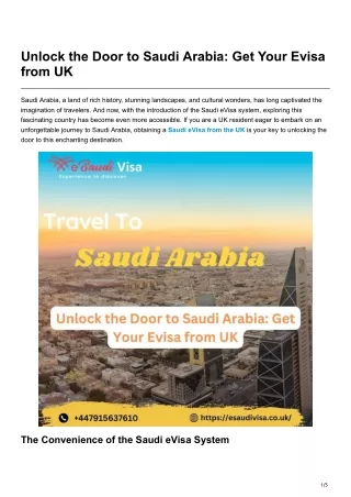 Unlock the Door to Saudi Arabia Get Your Evisa from UK