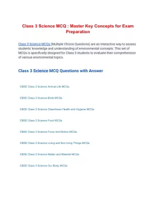 class 3 science mcq master key concepts for exam