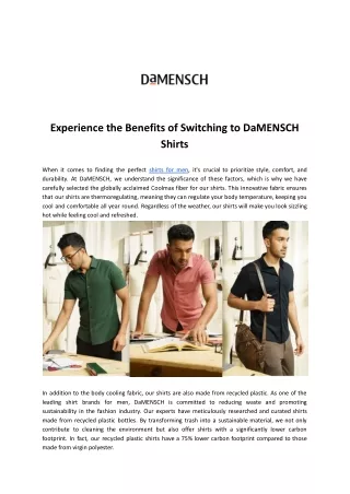 Experience the Benefits of Switching to DaMENSCH Shirts