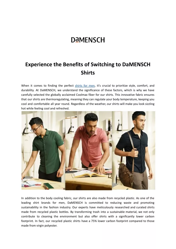experience the benefits of switching to damensch