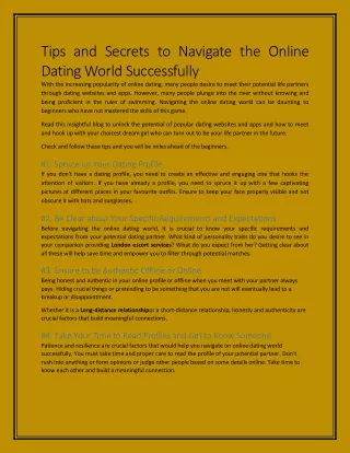 tips and secrets to navigate the online dating