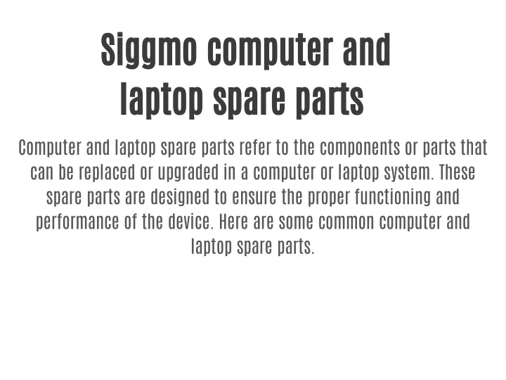 siggmo computer and laptop spare parts