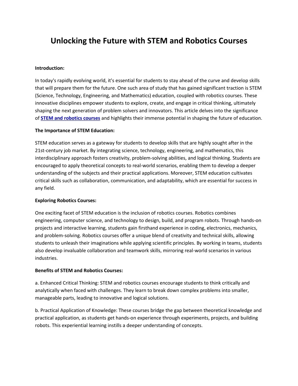 PPT - Unlocking the Future with STEM and Robotics Courses PowerPoint ...
