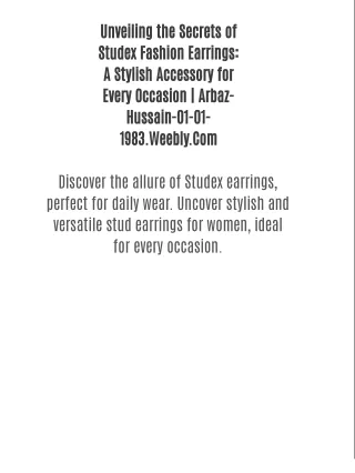 Unveiling the Secrets of Studex Fashion Earrings: A Stylish Accessory for Every Occasion | Arbaz-Hussain-01-01-1983.Weeb