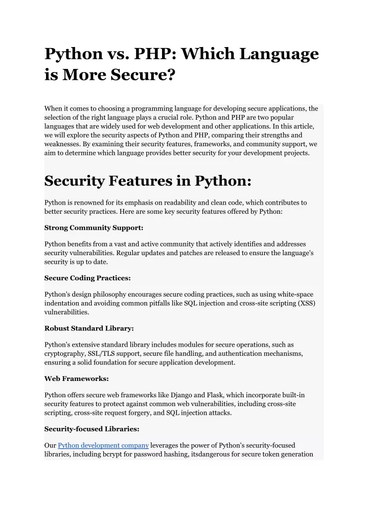 python vs php which language is more secure