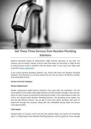 Get These Three Services from Bearden Plumbing Solutions