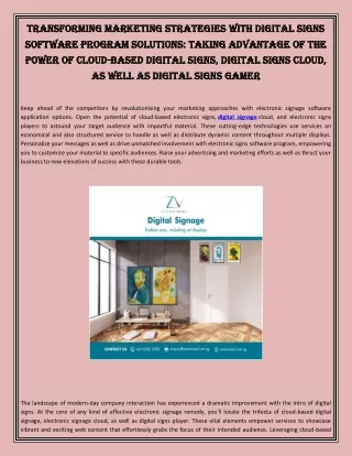Transforming Marketing Strategies with Digital Signs Software Program Solutions Taking Advantage Of the Power of Cloud-B
