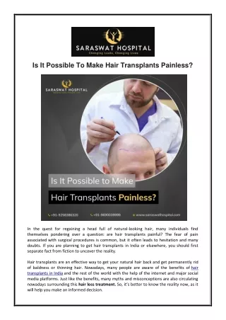 Is It Possible to Make Hair Transplants Painless?