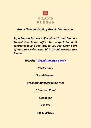 Grand Dunman Condo
