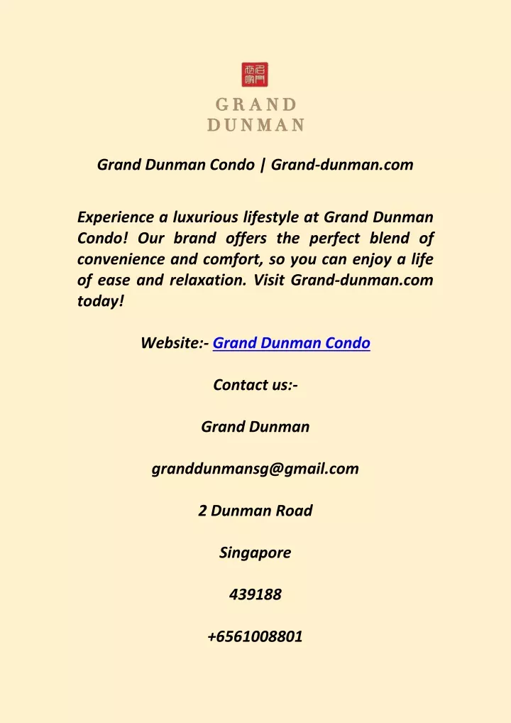 grand dunman condo grand dunman com