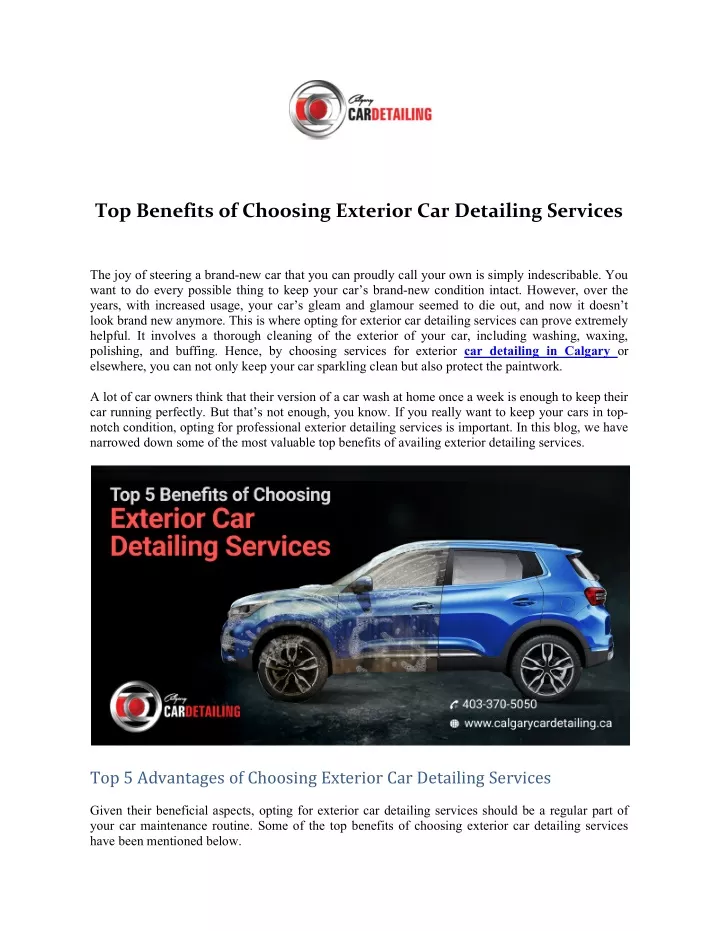 top benefits of choosing exterior car detailing