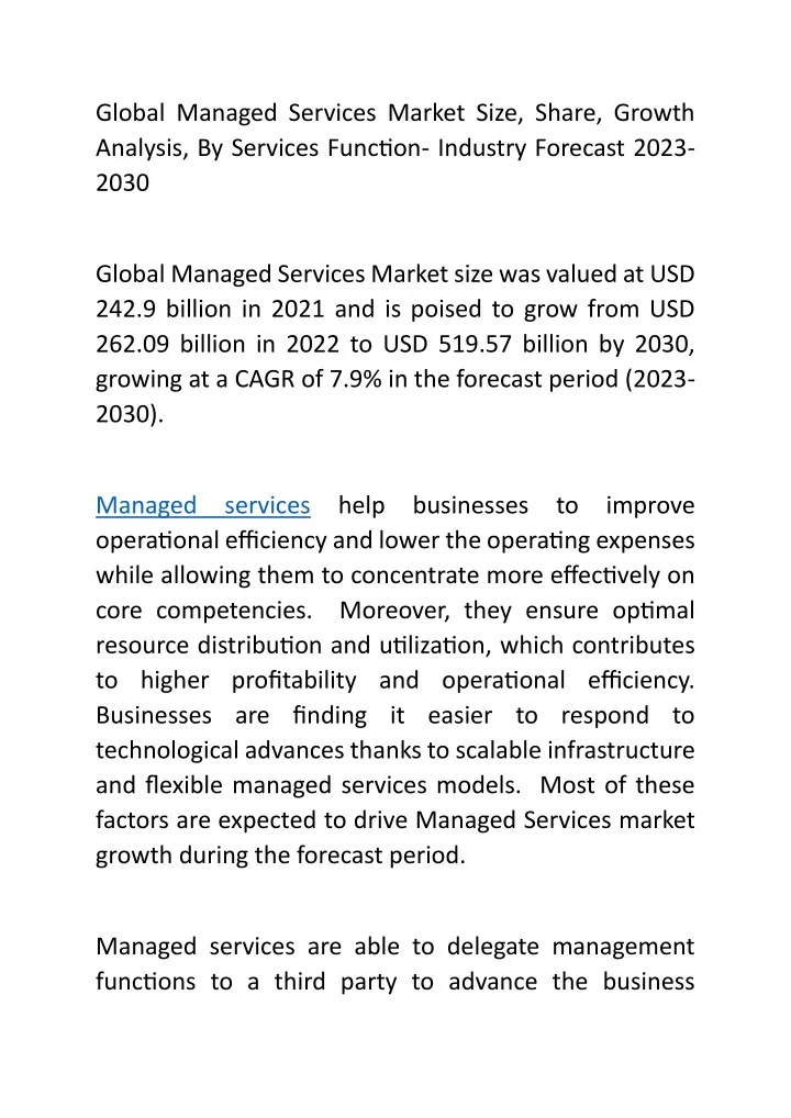 global managed services market size share growth