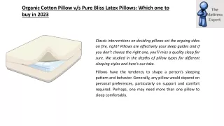 Organic Cotton Pillow vs Pure Bliss Latex Pillows Which one to buy in 2023