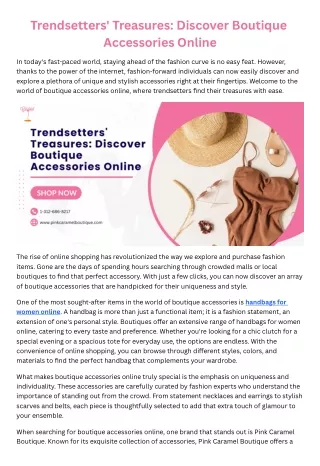 Trendsetters' Treasures: Discover Boutique Accessories Online