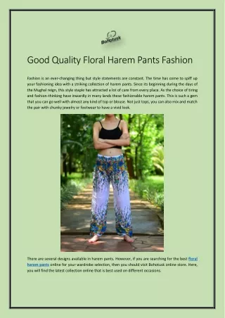 Good Quality Floral Harem Pants Fashion