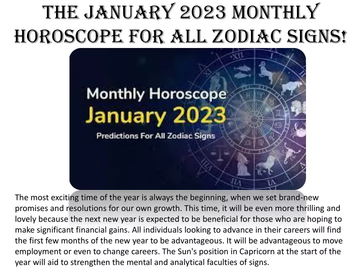 the january 2023 monthly horoscope for all zodiac signs