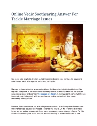 Online Vedic Soothsaying Answer For Tackle Marriage Issues