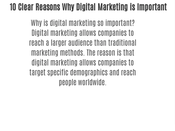 10 clear reasons why digital marketing