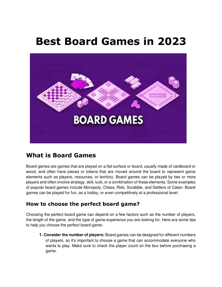 PPT Best Board Games in 2023 PowerPoint Presentation, free download