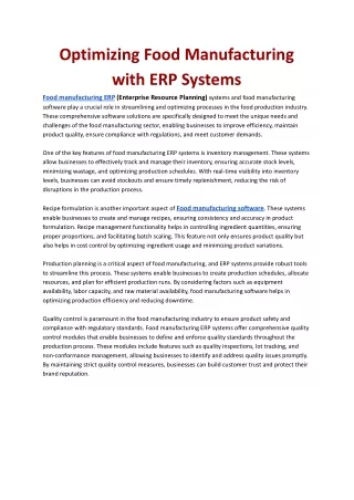 Maximizing Efficiency in Food Manufacturing with ERP Systems