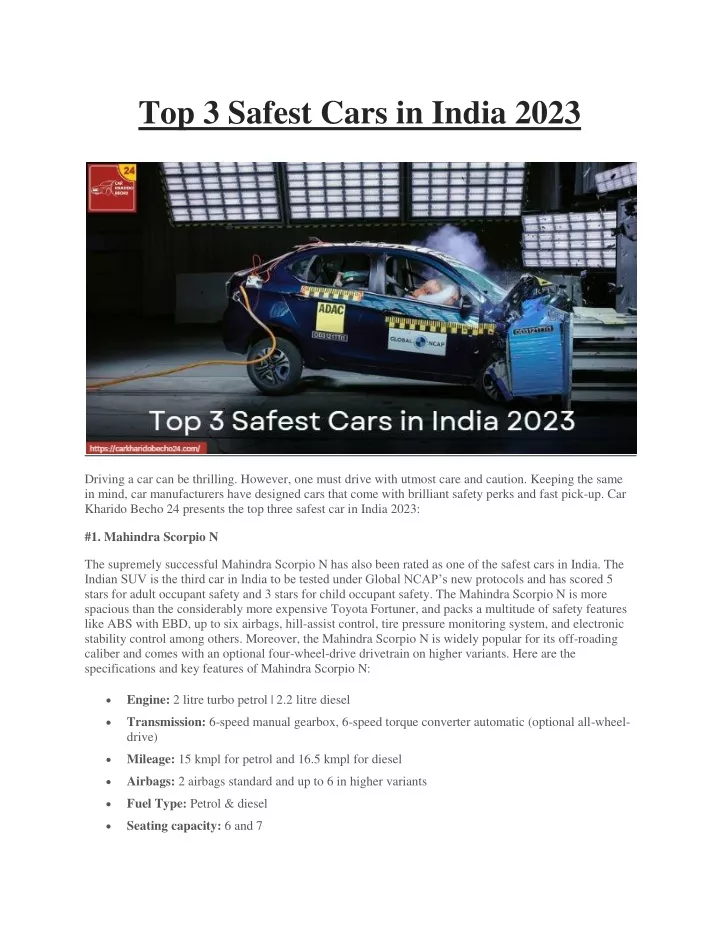 top 3 safest cars in india 2023
