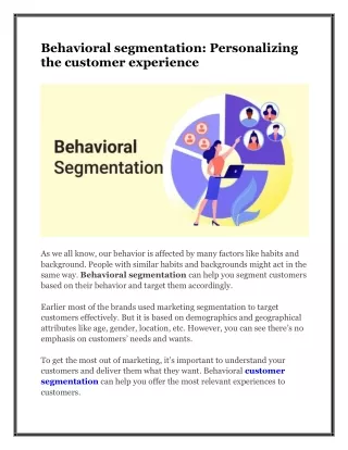 Behavioral segmentation