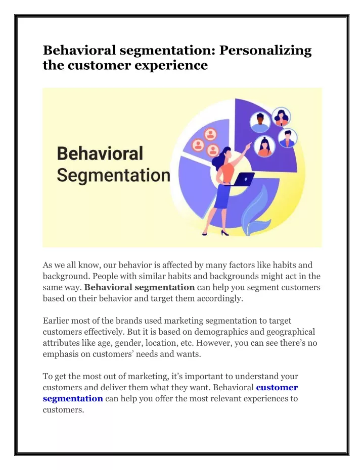 behavioral segmentation personalizing