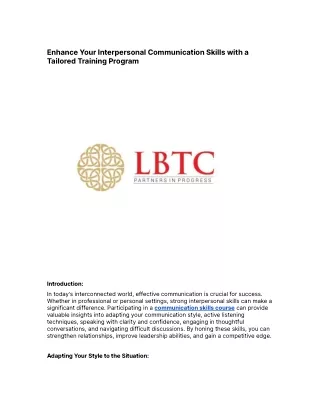 Enhance Your Interpersonal Communication Skills with a Tailored Training Program