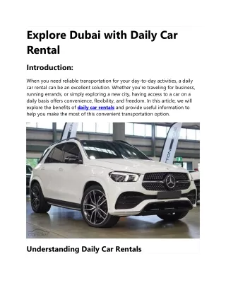 Explore Dubai with Daily Car Rental 999