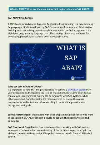 What is ABAP? What are the most important topics to learn in SAP ABAP?