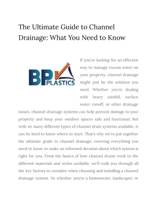 The Ultimate Guide to Channel Drainage