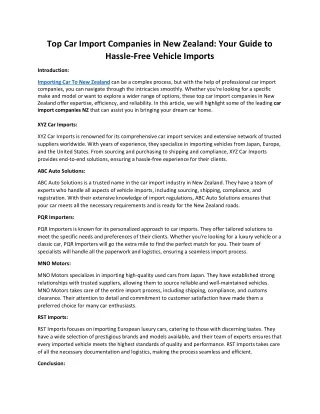 Top Car Import Companies in New Zealand Your Guide to Hassle-Free Vehicle Imports