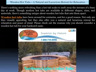 Wooden Hot Tubs – A Natural and Luxurious Retreat for Relaxation - Cedar Tubs