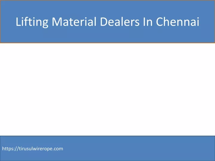 lifting material dealers in chennai
