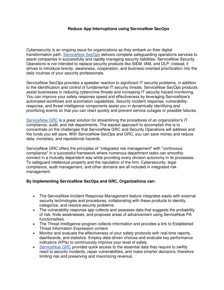 reduce app interruptions using servicenow secops