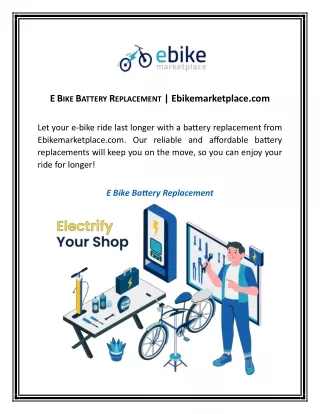 E Bike Battery Replacement | Ebikemarketplace.com