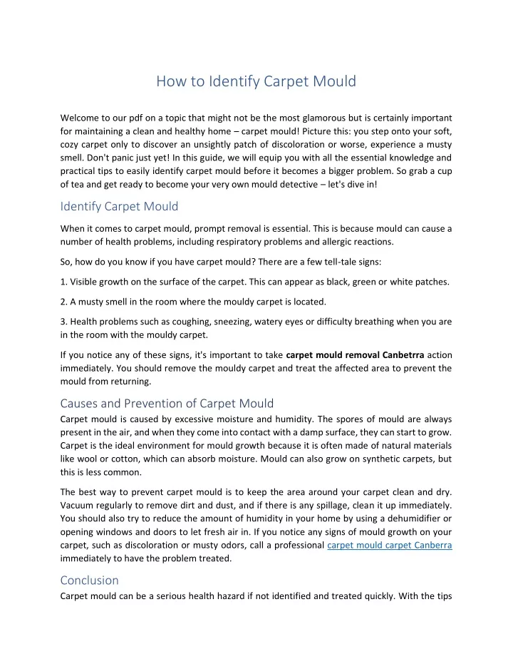 how to identify carpet mould