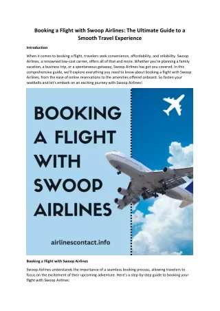 Booking a flight with Swoop Airlines