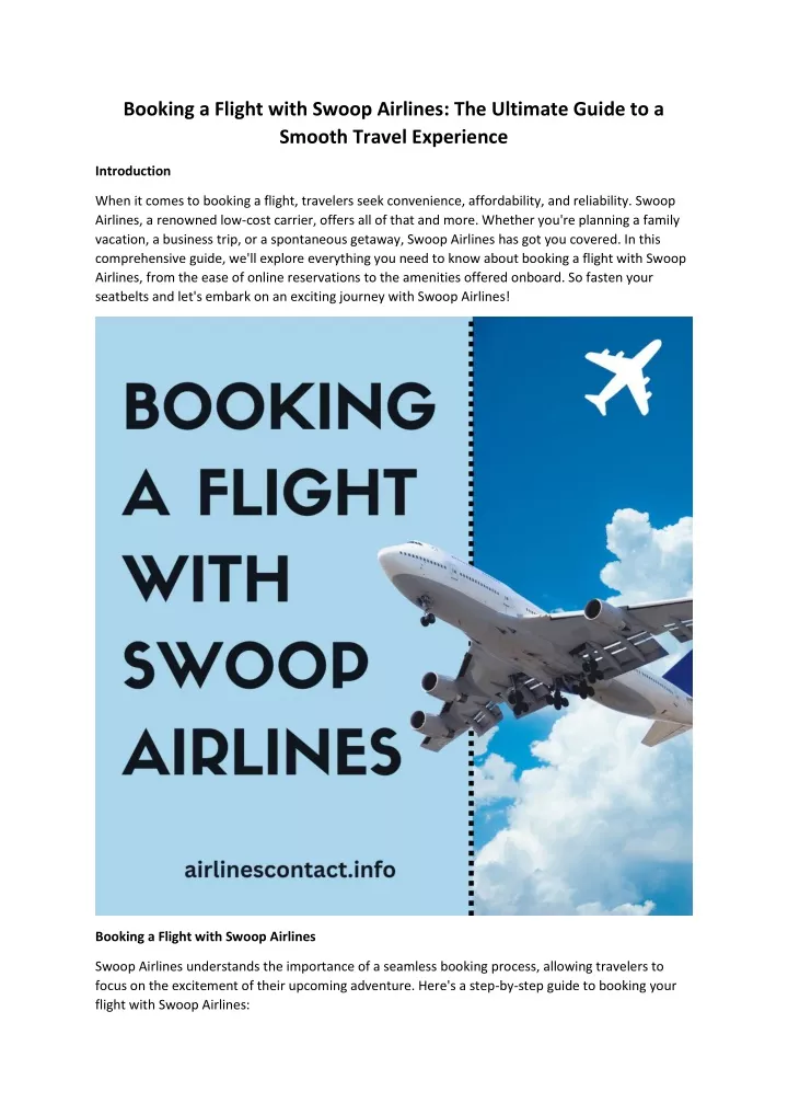 booking a flight with swoop airlines the ultimate