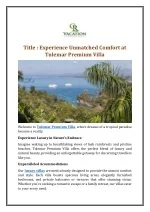 Experience Unmatched Comfort at Tulemar Premium Villa - slide 1