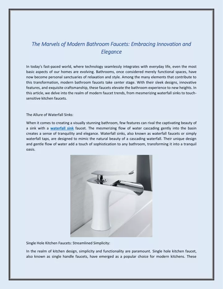 the marvels of modern bathroom faucets embracing