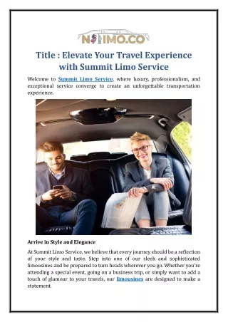 Elevate Your Travel Experience with Summit Limo Service