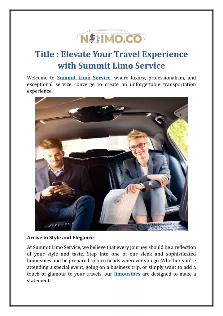 title elevate your travel experience with summit