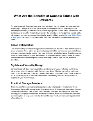 What Are the Benefits of Console Tables with Drawers?