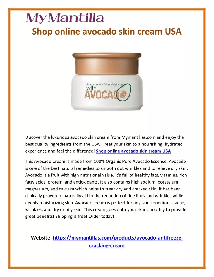 shop online avocado skin cream usa